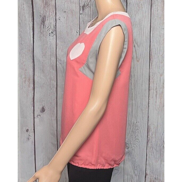 Cynthia Rowley Lightweight Summer Top Cap Sleeve Pink Heart Size 10 - Picture 3 of 7